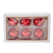 Holly Leaf Red Glass Ball 80mm Set of 6