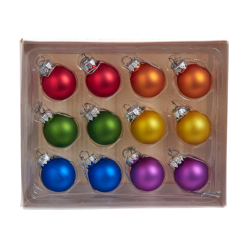 Matte Rainbow Color Ball Ornaments 25mm Set of 12
