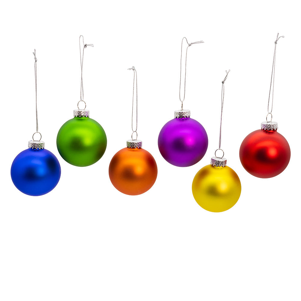 Glass Rainbow Ball Ornaments 60 mm Set of 12
