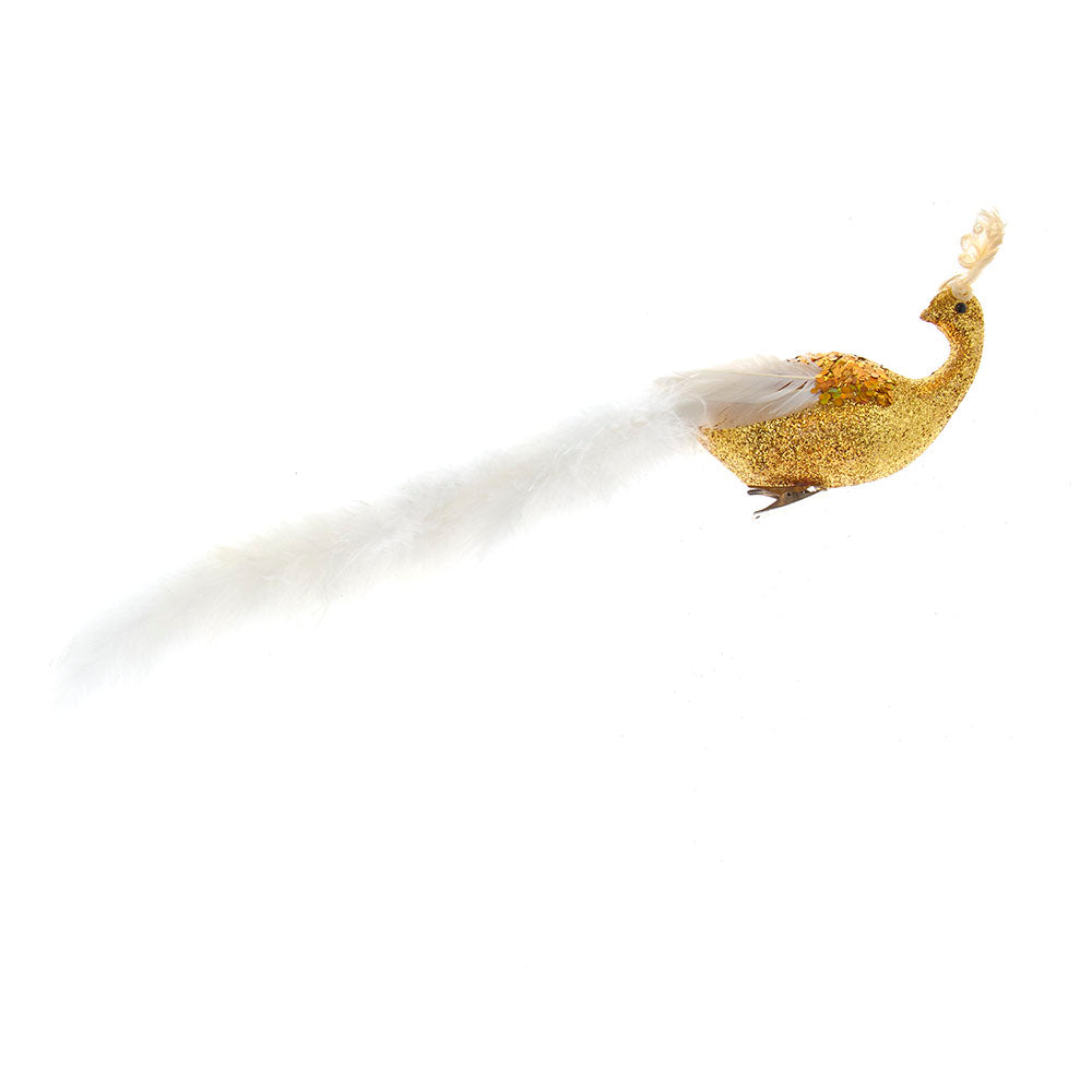 Gold and White Long Tail Phoenix Clip-On 18"