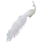 White Long Tail Feathr Phoenix Clip-On 18"