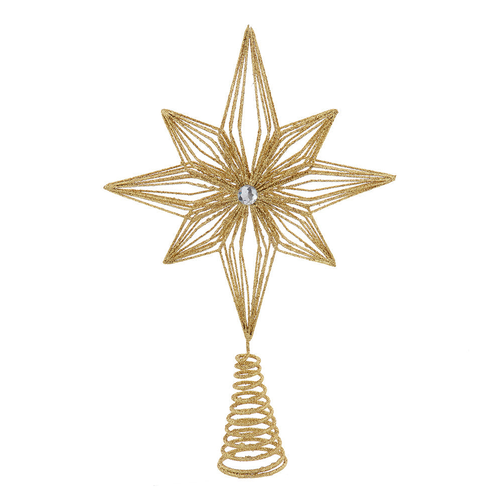 Gold Glittered 6 Point Unlit Tree Topper 12"