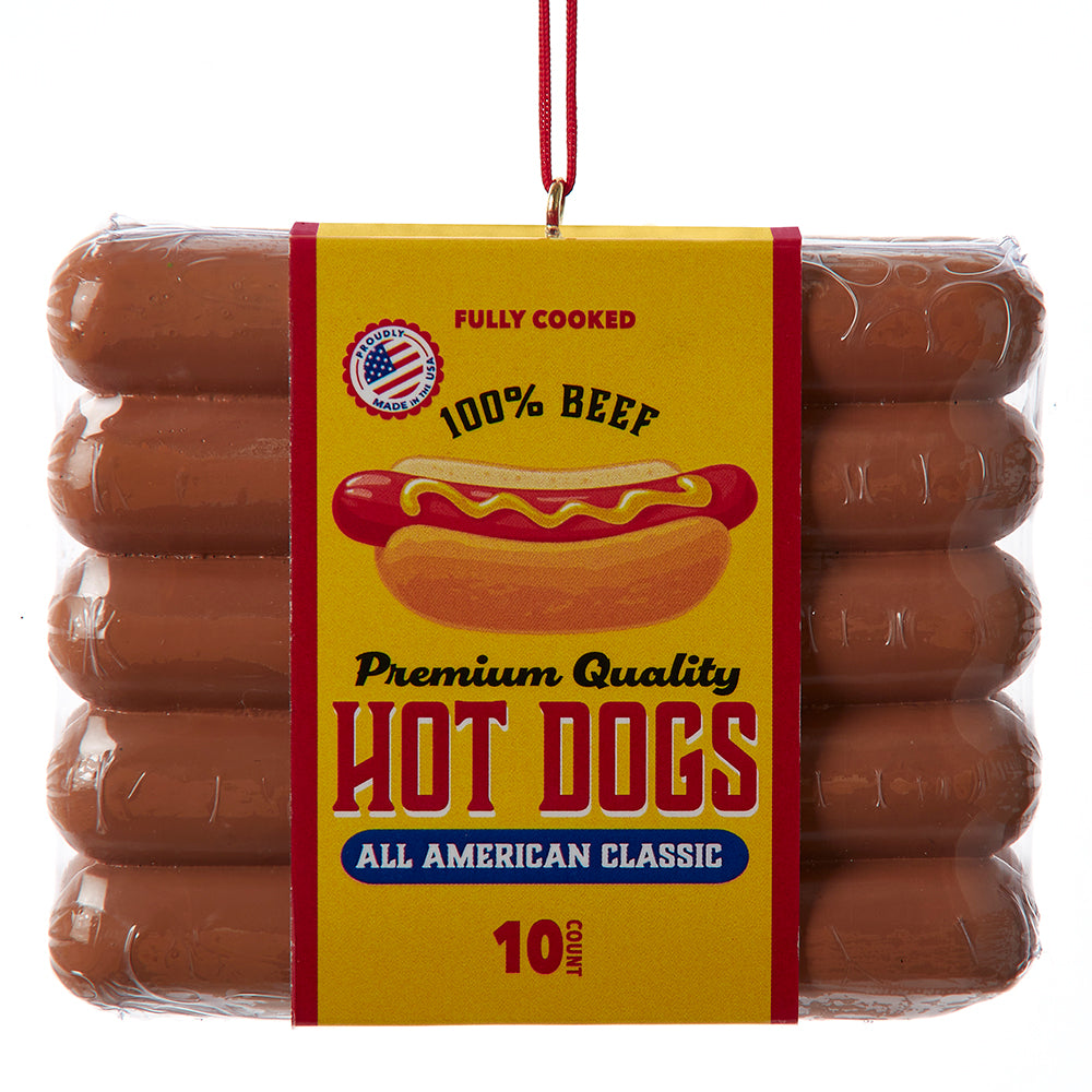 Hot Dog Package Ornament 3.375"