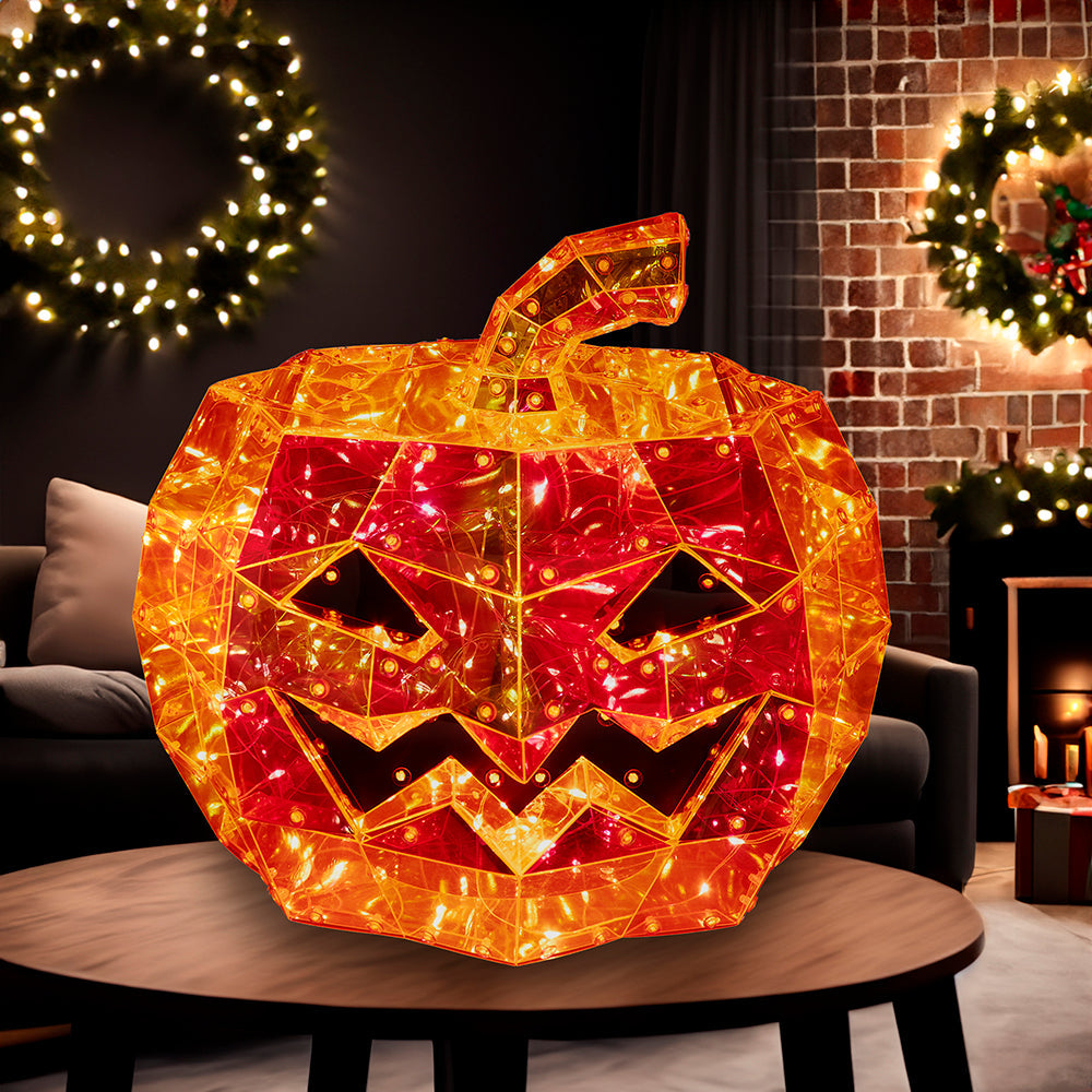 Prism Pre-lit Orange LED Iridescent Jack-o-Lantern