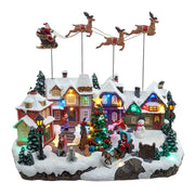 Multicolor LED Lighted Musical Santa & Sleigh Table Piece 7.3"