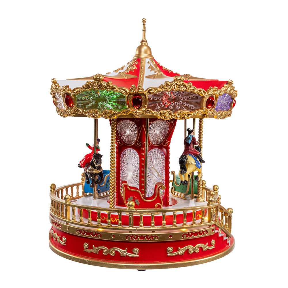 Lit Musical Santa Carousel 11"