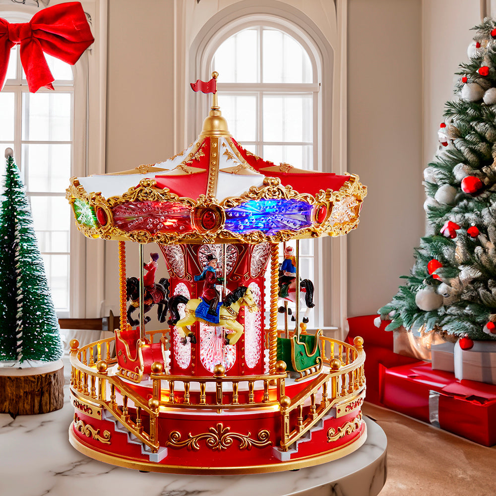 Lit Musical Santa Carousel 11"