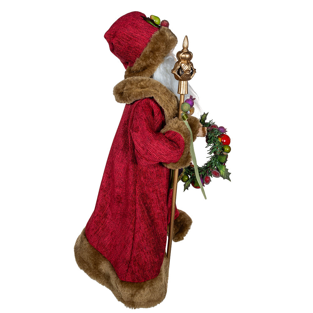 Della Robbia Sugar Fruit Santa with Fruit Wreath 20"