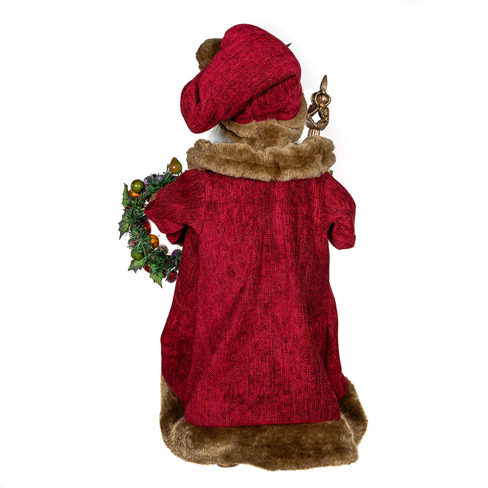 Della Robbia Sugar Fruit Santa with Fruit Wreath 20"