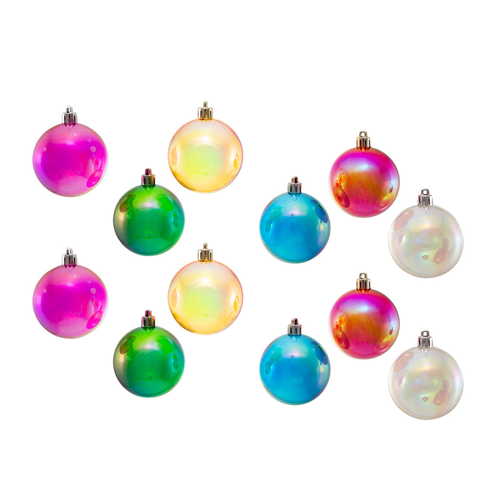 Shatterproof Iridescent Ball ornaments 60mm Set of 12