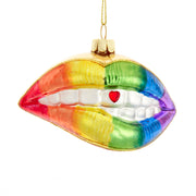 Rainbow Color Lips Glass Ornament 2"
