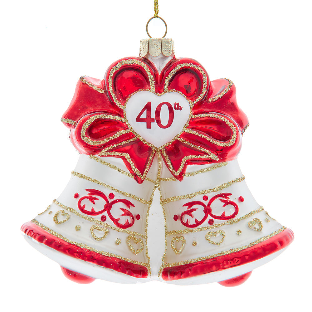 40th Anniversary Ruby Red Bell Glass Ornament 4"