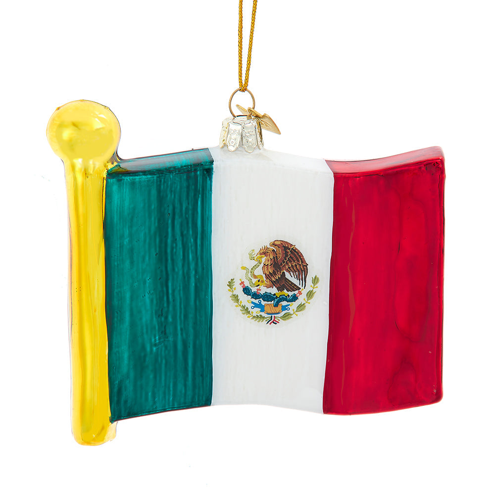 Mexican Flag Glass Ornament 4"