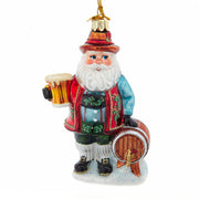 Noble Gems German Beer Loving Santa Glass Ornament 5"