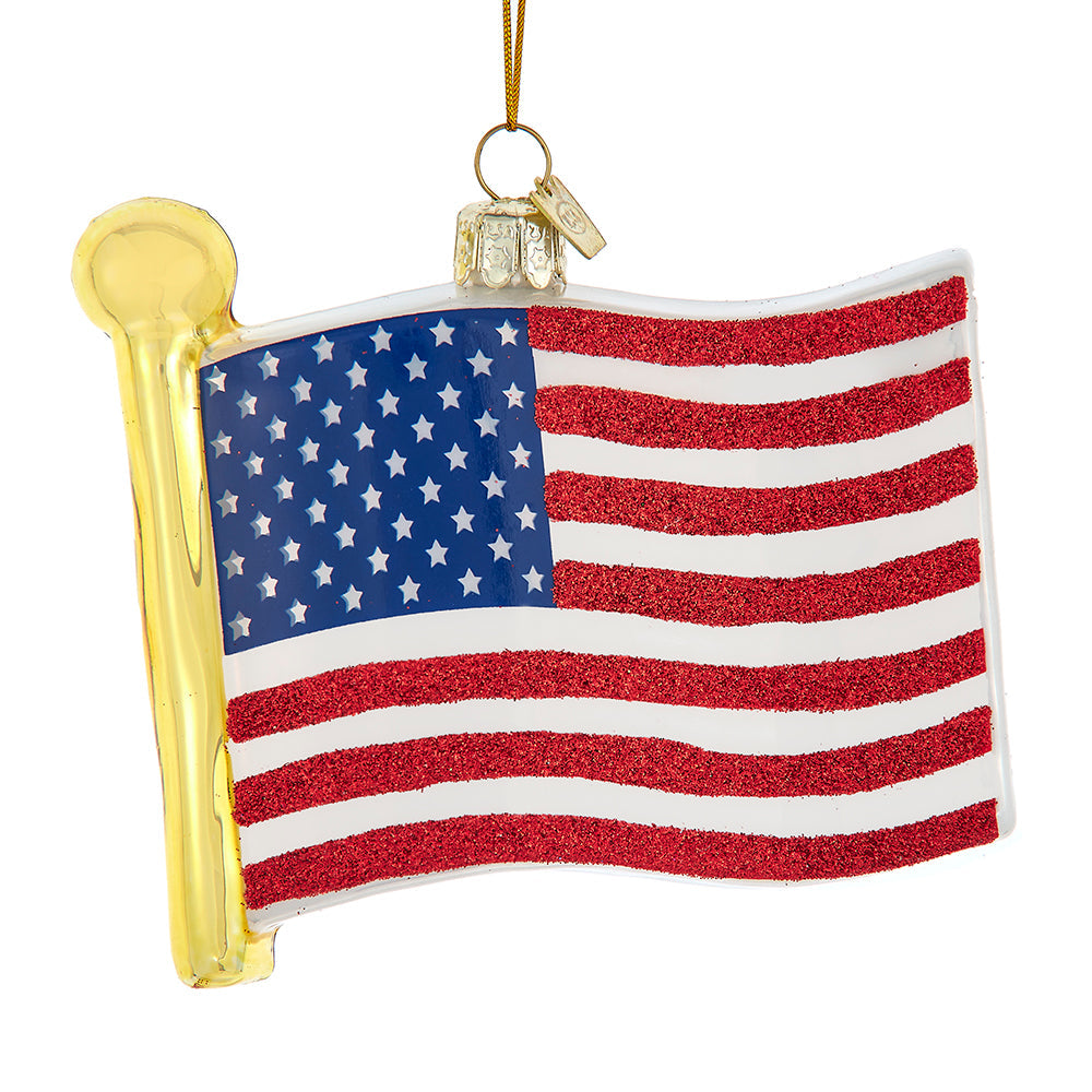 American Flag Glass Ornament 4.5"