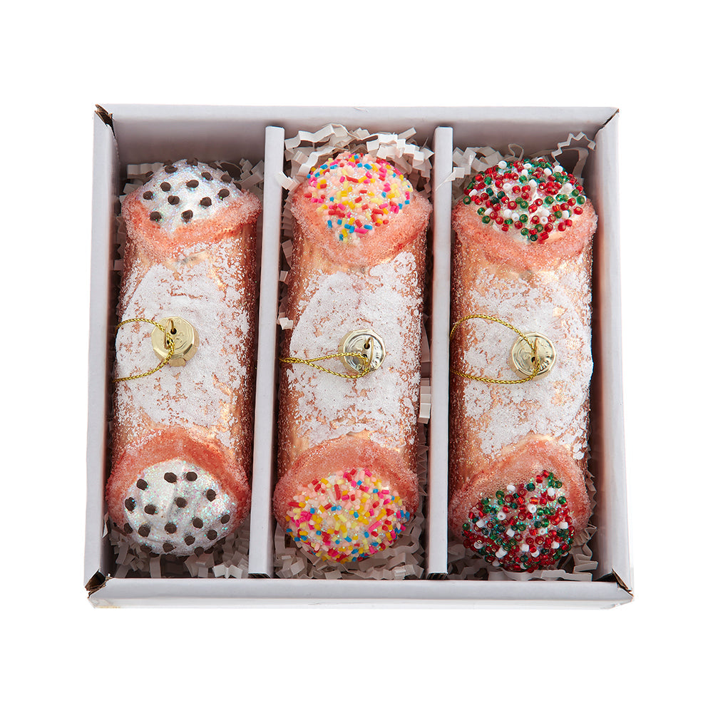Cannoli Dessert Ornaments 4.75" Set of 3