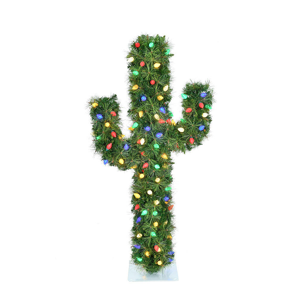 Prelit Multicolor C7 Bulb LED Cactus 4'