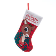 Rudolph the Red Nosed Reindeer with Wreath Aplique Stocking 19"