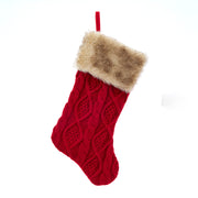 Cable Knit Stocking with Fur Cuff 20.5"