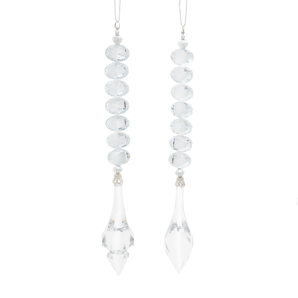 Clear Gemstone Tree Jewelry with Dangle Ornaments 7.5" Set of 2