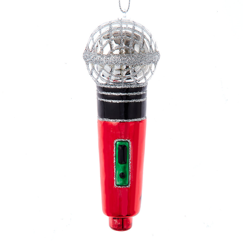 Microphone Glass Ornament 5"