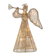 Gold Glittered Angel Tree Topper 20 Clear Lights 12"