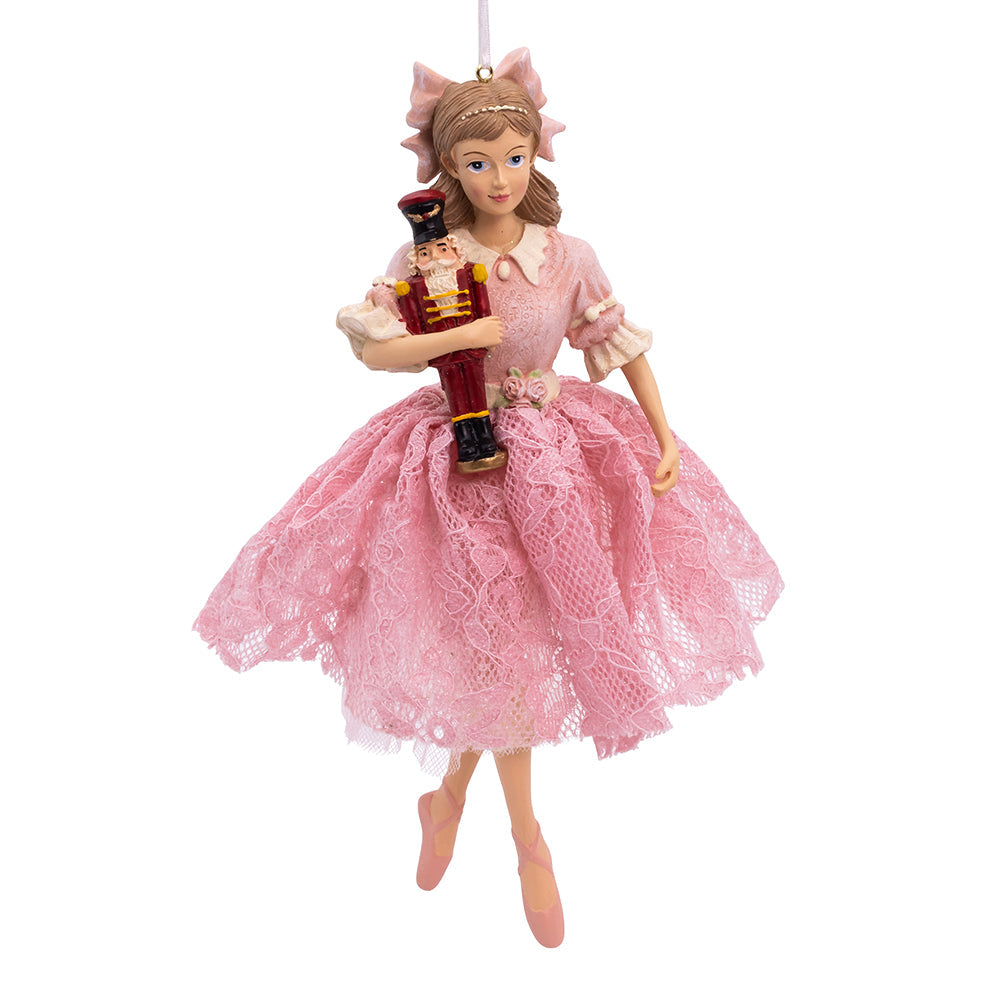 Clara Ballerina with Nutcracker Ornament 9"