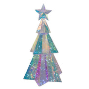 Prism Pre-Lit Cool White LED Holographic Iridescent Christmas Tree 15"
