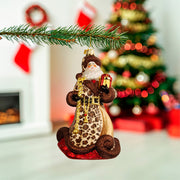 Bellissimo Santa with Leopard Print Robe Ornament 7"