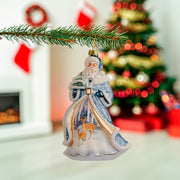 Bellissimo Santa With Tree and Deer Scene Ornament 7"