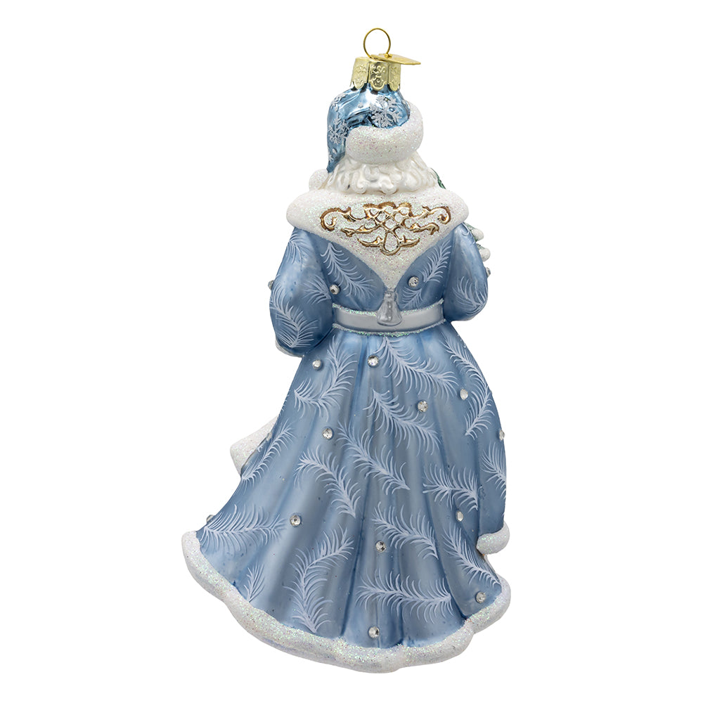 Bellissimo Santa With Tree and Deer Scene Ornament 7"