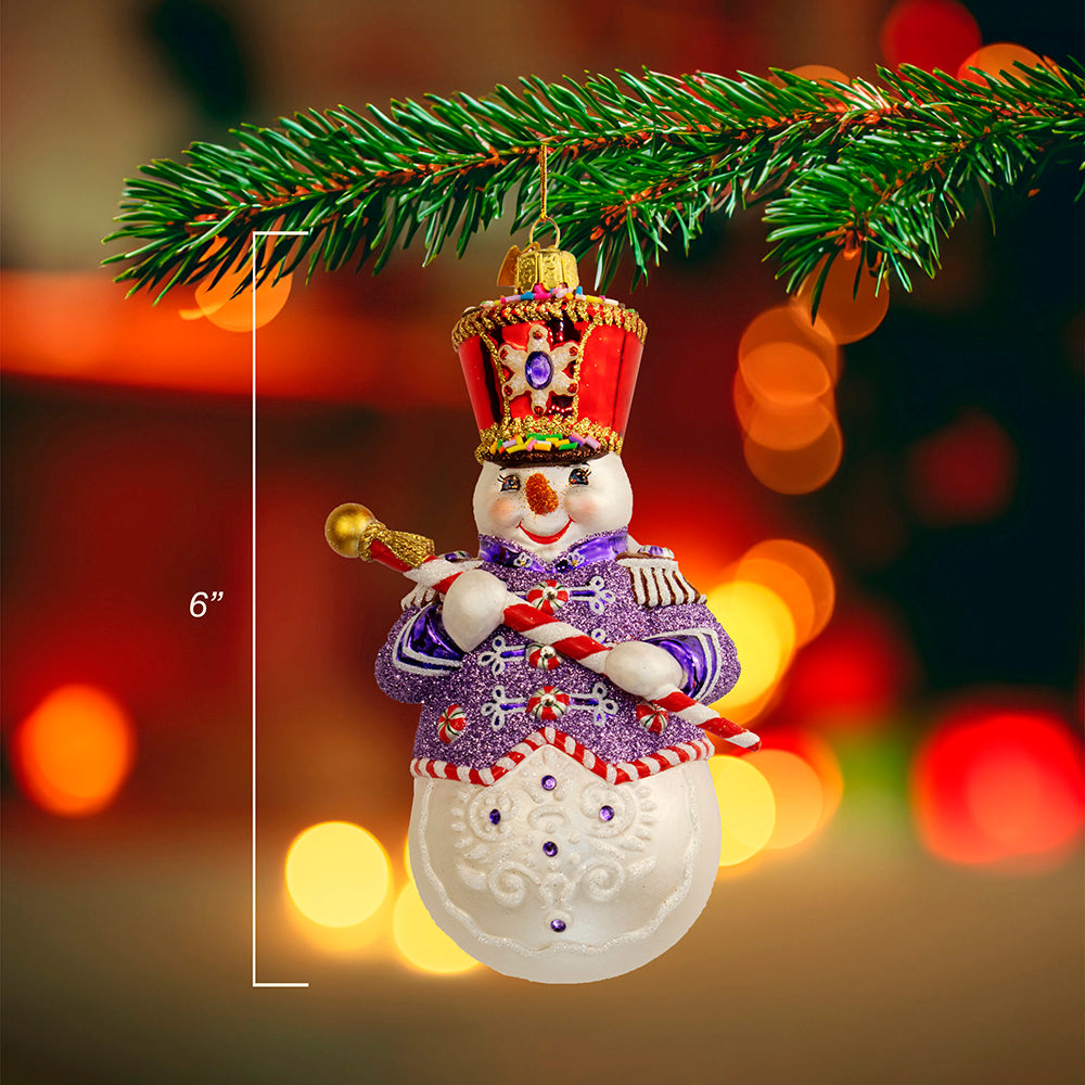 Bellissimo Band Leader Snowman Glass Ornament 6"
