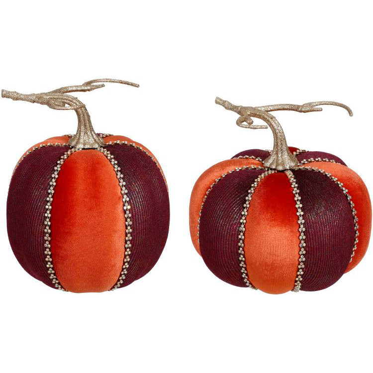 Orange with Purple Pumpkins 6.5" Set of 2