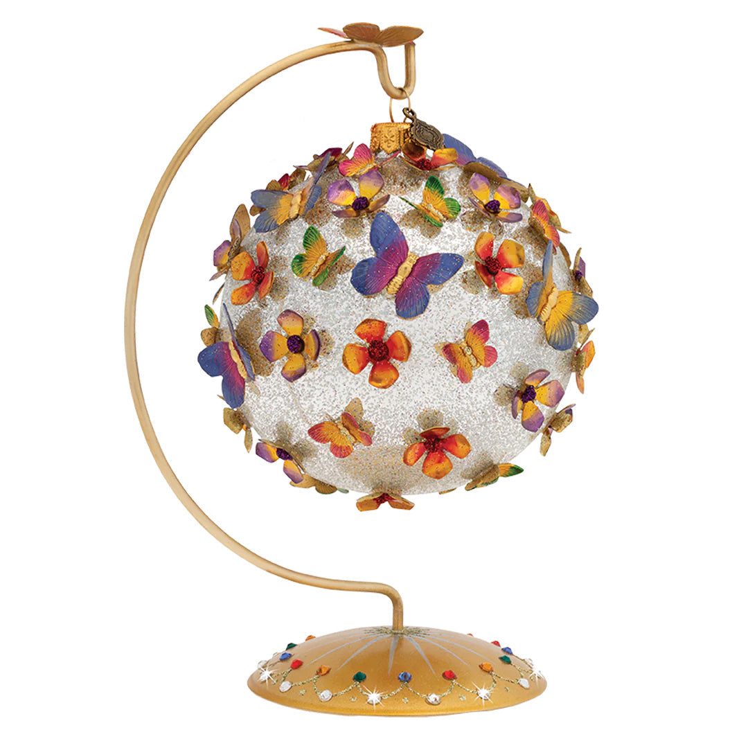 Rainbow Butterfly Glass Ornament with Stand