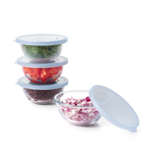 Glass Prep Bowl and Lid Set of 8