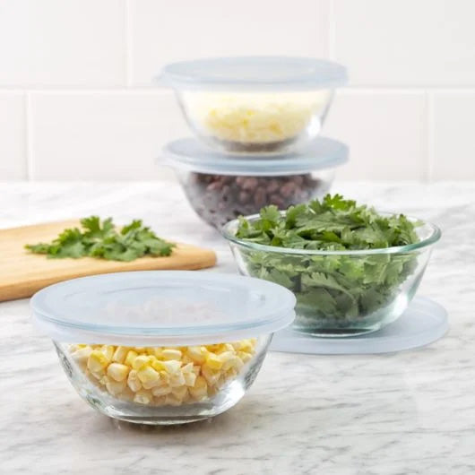Glass Prep Bowl and Lid Set of 8