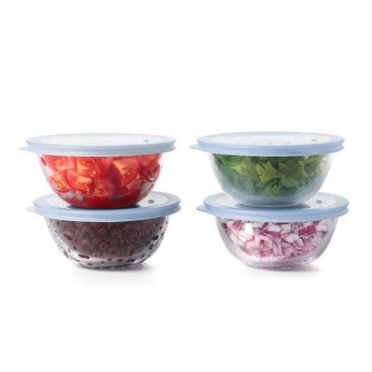 Glass Prep Bowl and Lid Set of 8