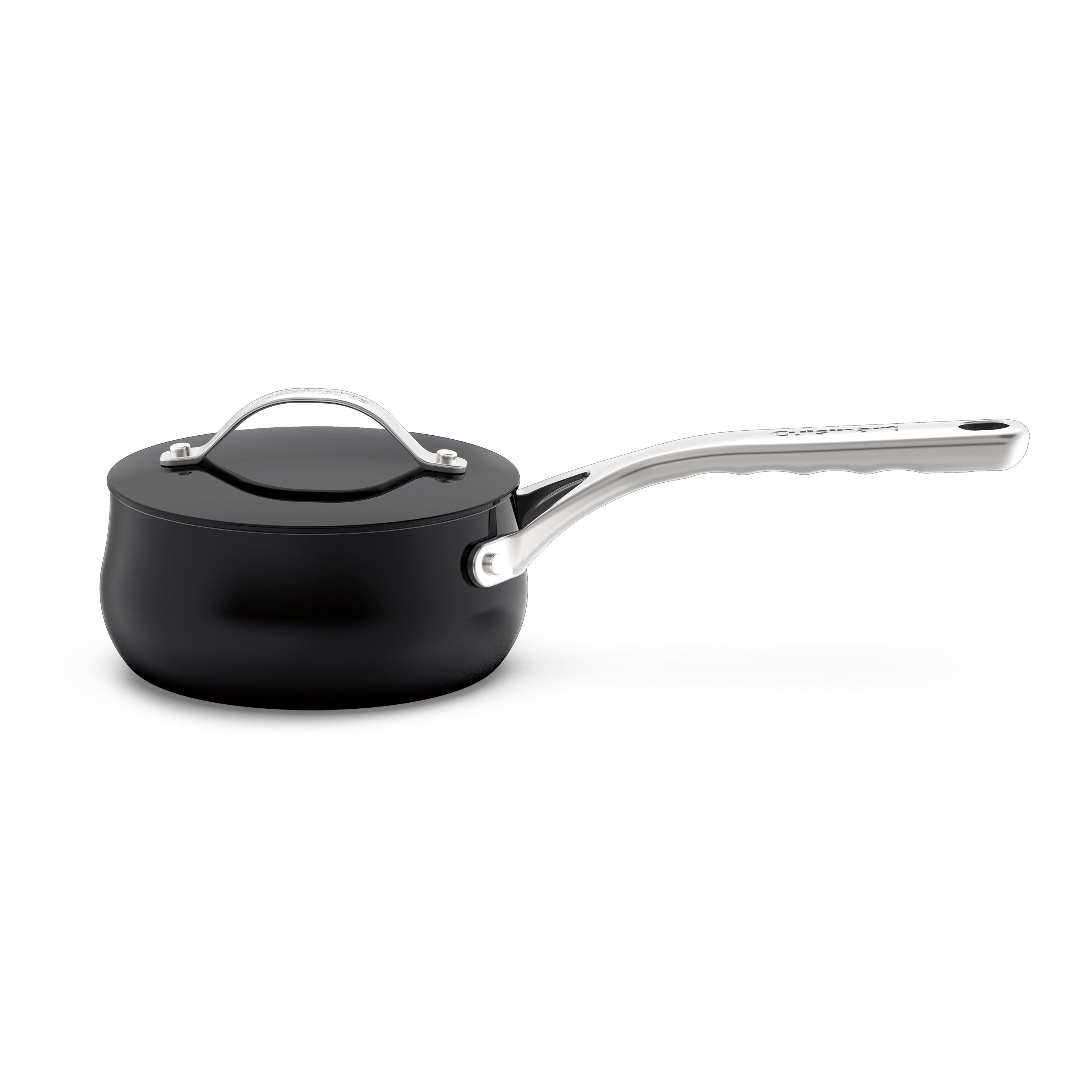 Bright Black Saucepan with Cover 1 Quart