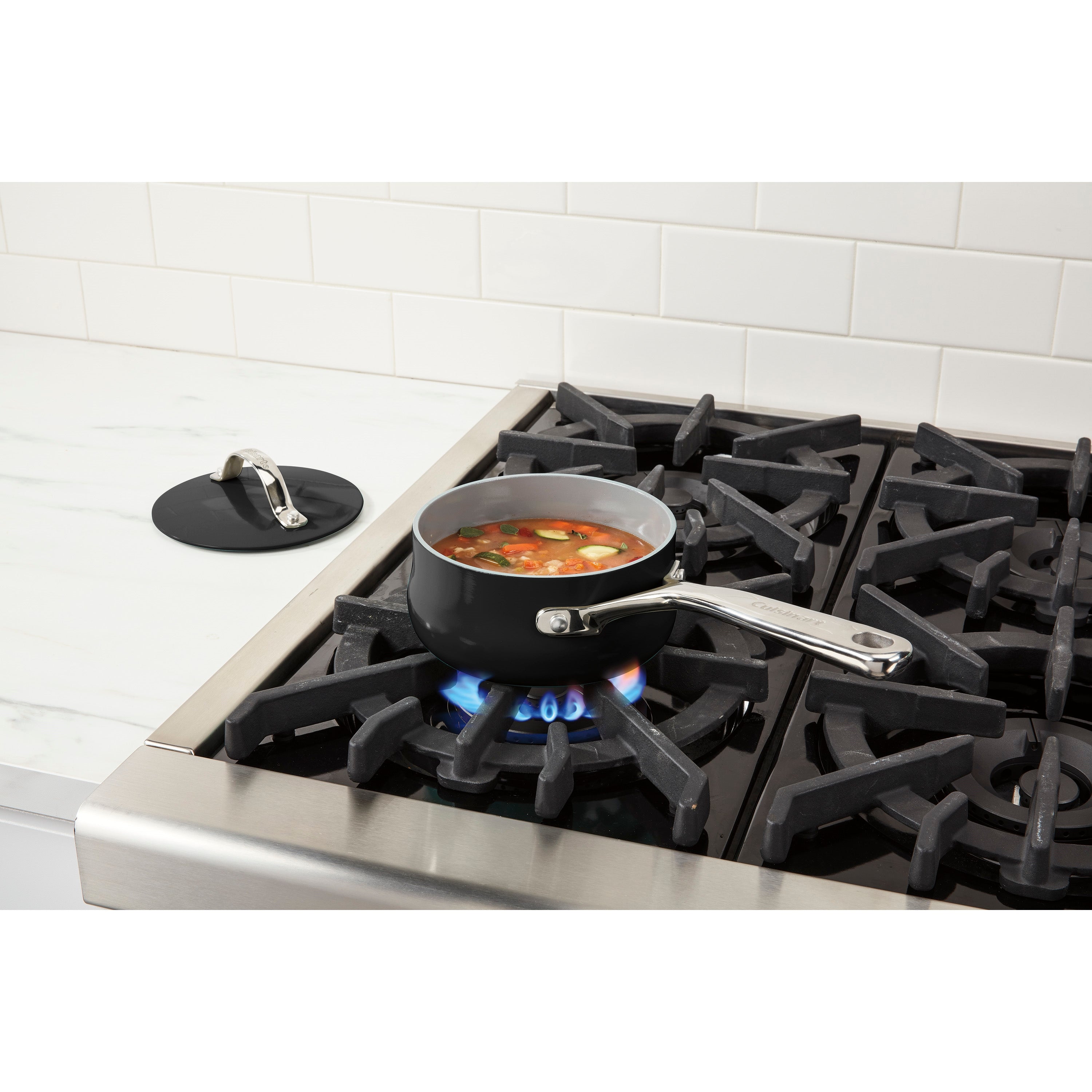 Bright Black Saucepan with Cover 1 Quart