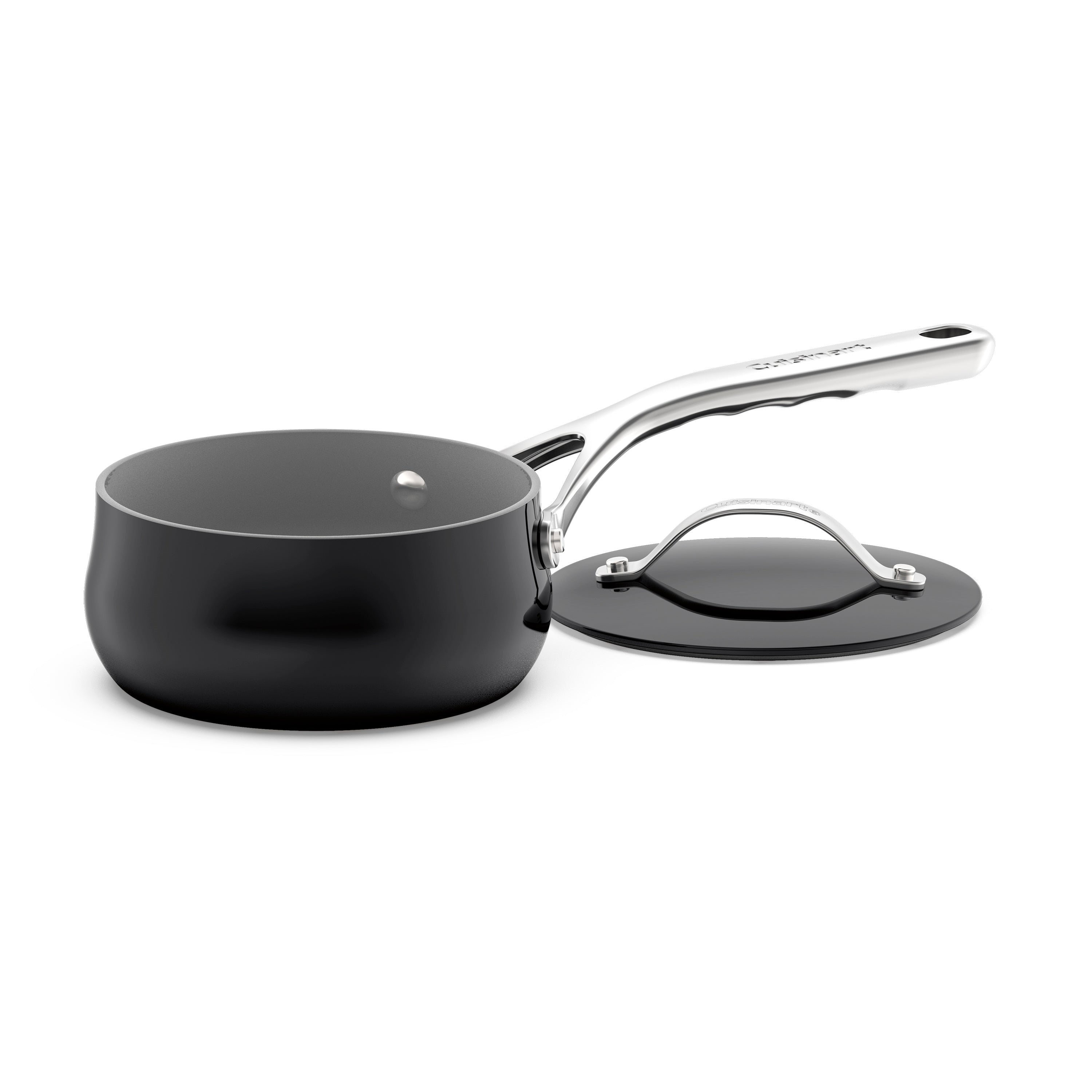 Bright Black Saucepan with Cover 1 Quart