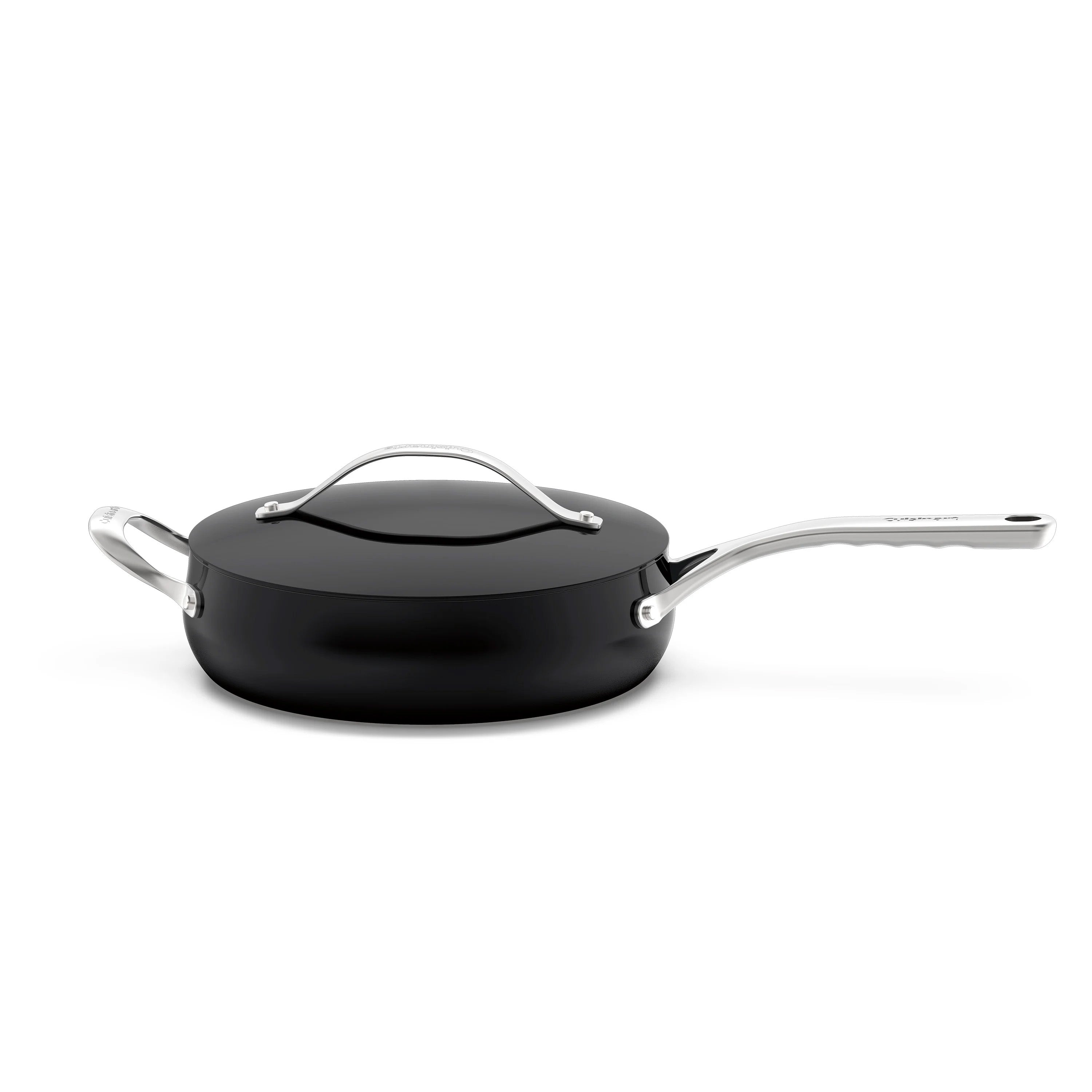 Bright Black Sauté Pan with Helper Handle & Cover 4.5 Quart