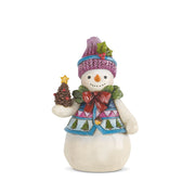 Pint Sized Snowman with Decorated Pinecone