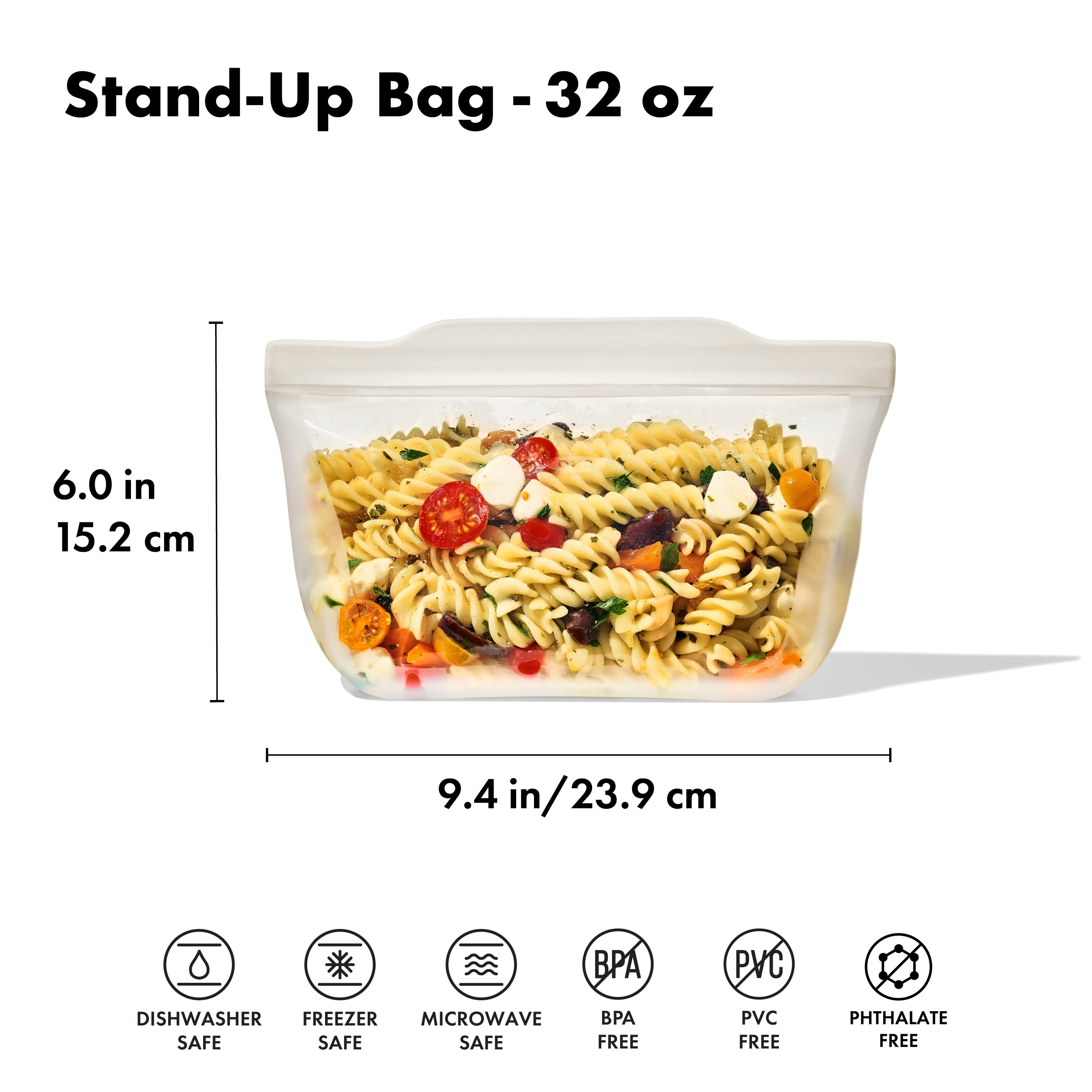 Silicone Reusable Bag Stand-Up Quart 32oz Oat