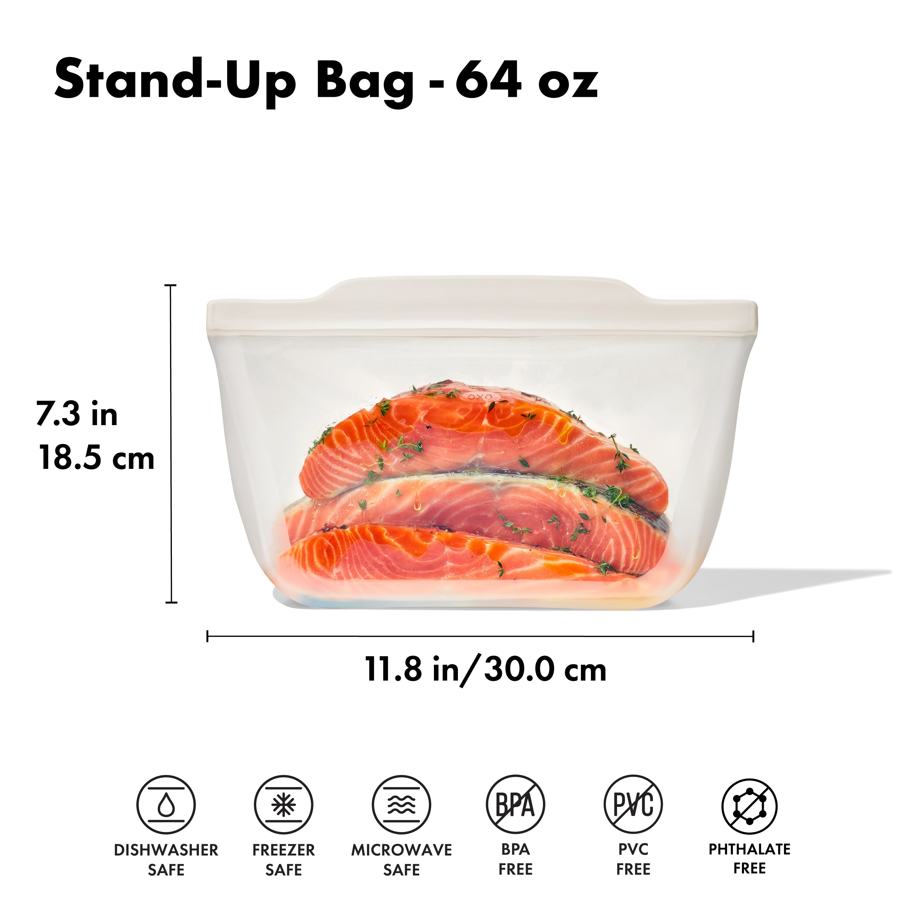 Silicone Reusable Bag Stand-Up Half Gallon 64oz Oat