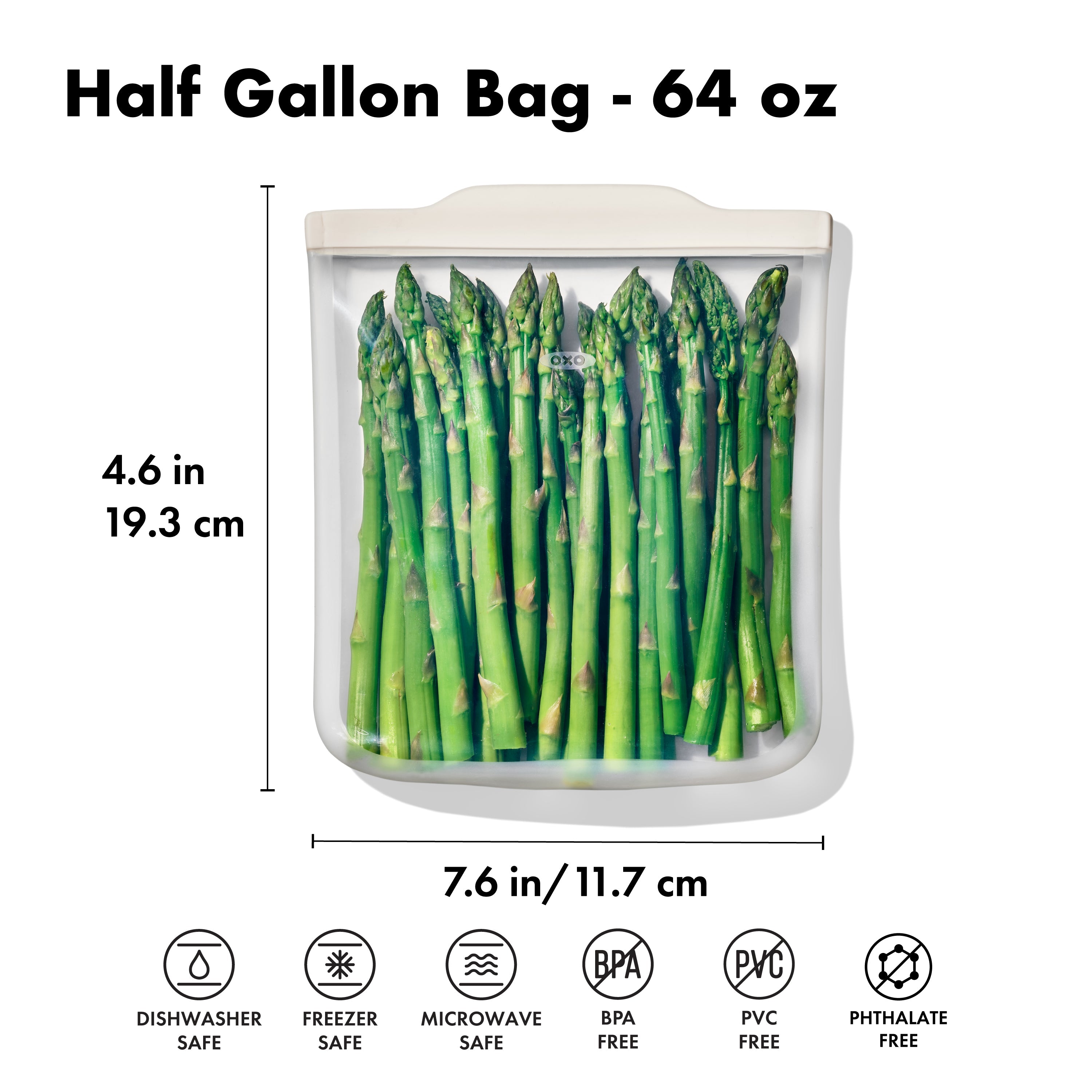 Silicone Reusable Bag Half Gallon Bag 64oz Oat