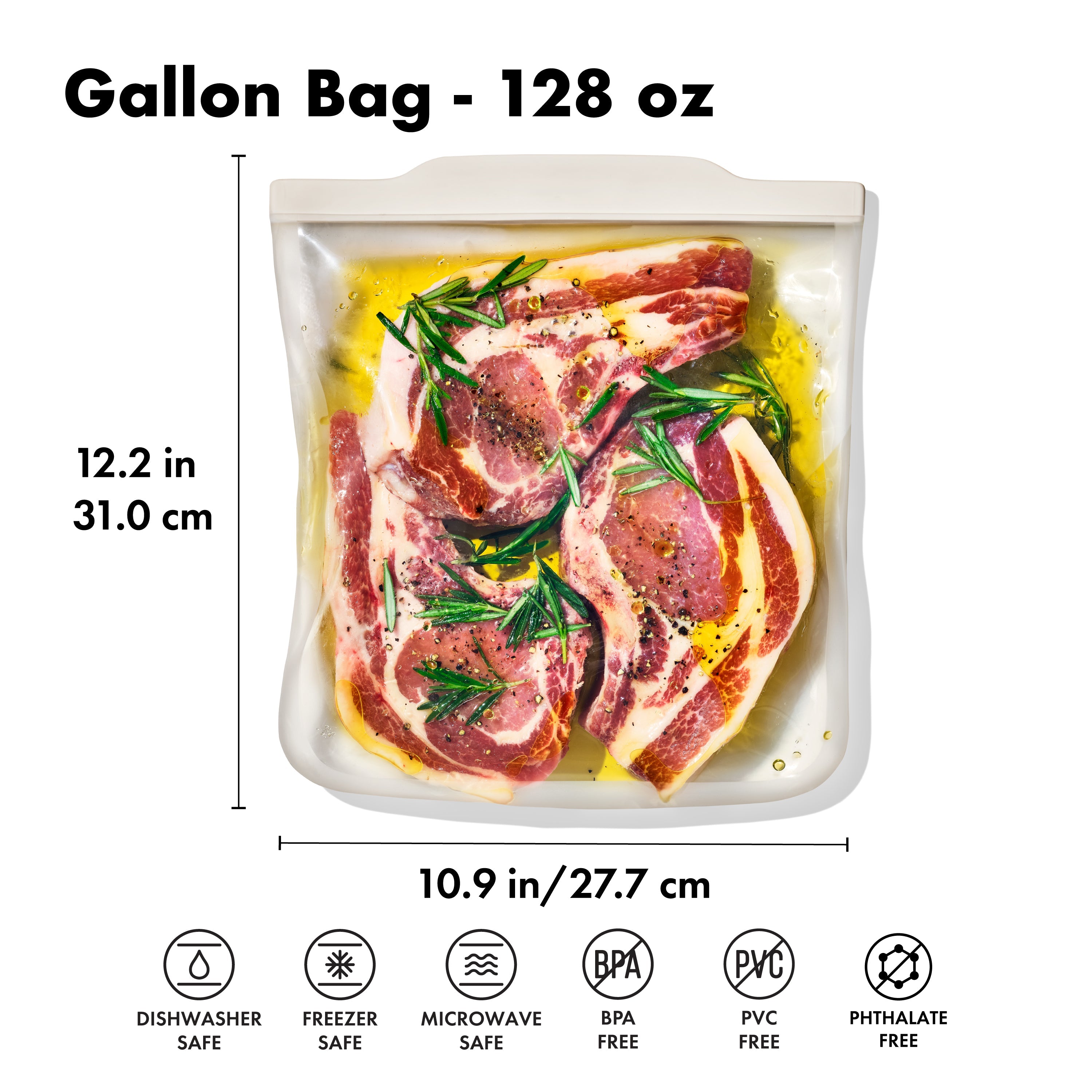 Silicone Reusable Gallon Bag 128oz Oat
