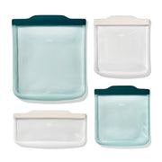 Silicone Reusable Bags 4 Piece Starter Set Oat And Lagoon