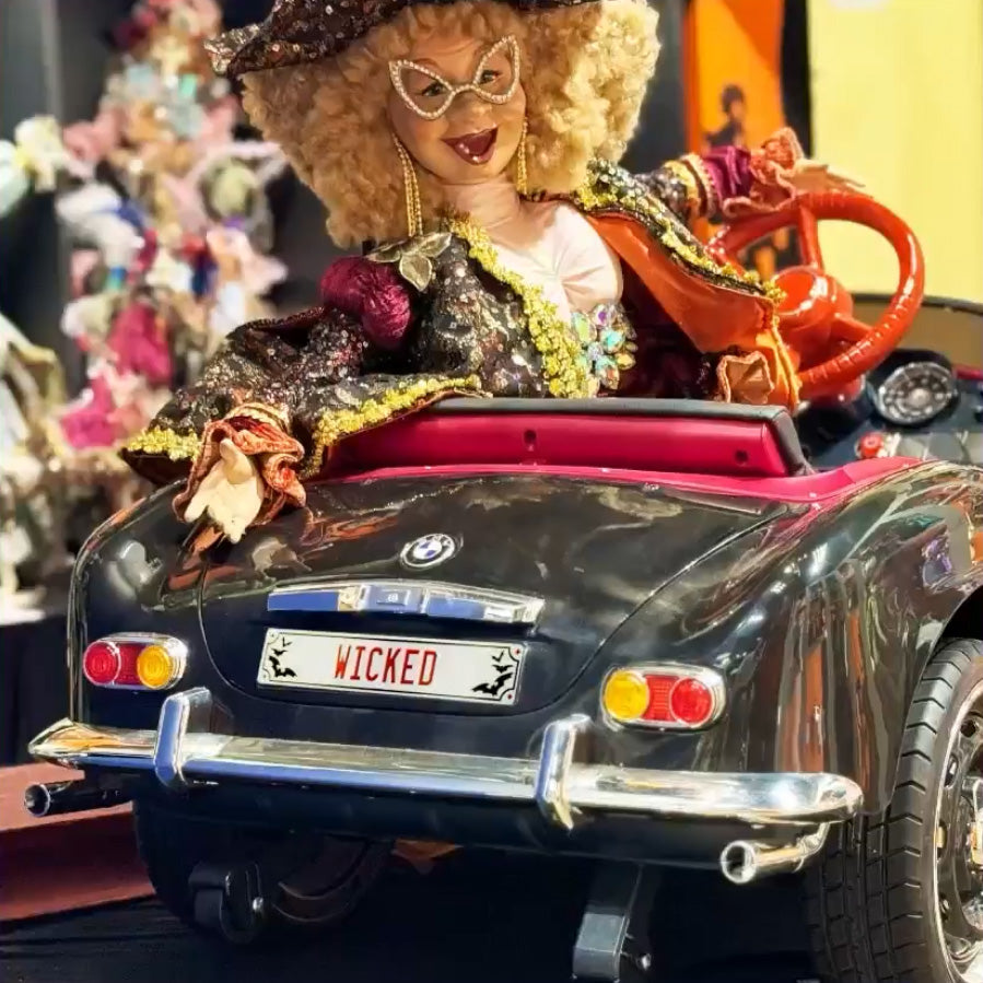 Big Madame Witch in Black Convertible Sports Car 41.5"