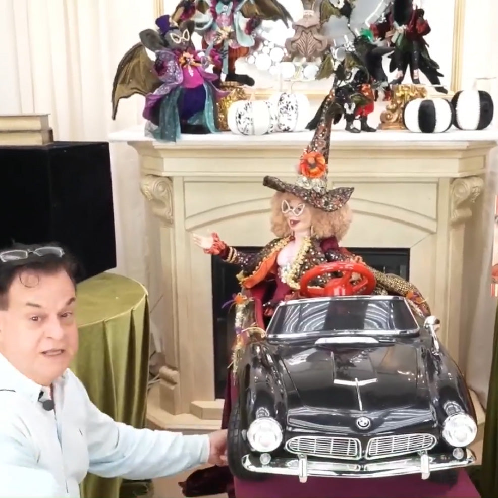 Big Madame Witch in Black Convertible Sports Car 41.5"