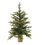 Pine Tree in Burlap with 35 Warm White Lights 3'